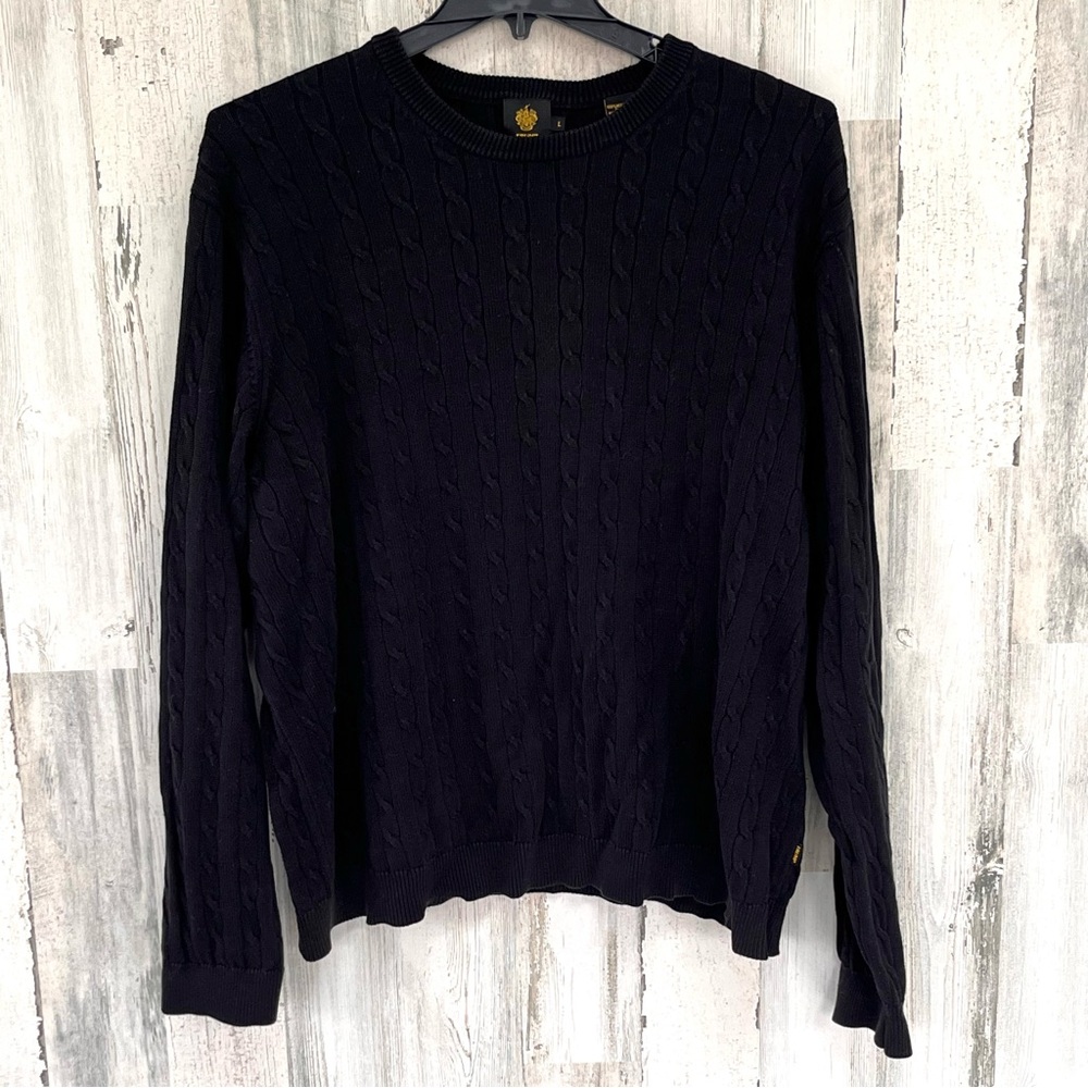 Trump Golf Men’s Cable Knit Crewneck Sweater Size Large In Black